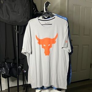 Under Armour Gray Tee with Bold Orange Graphic